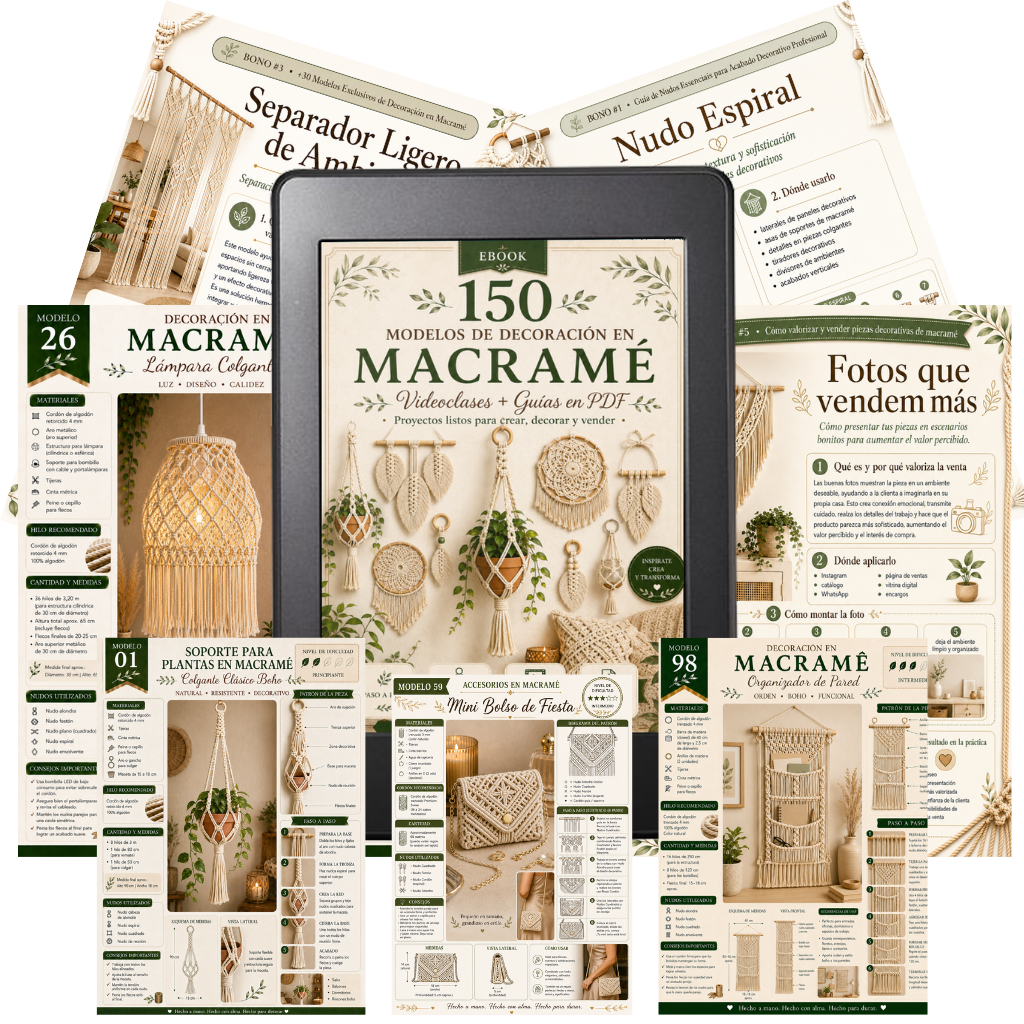 Mockup +150 Modelos de Decoración en Macramé