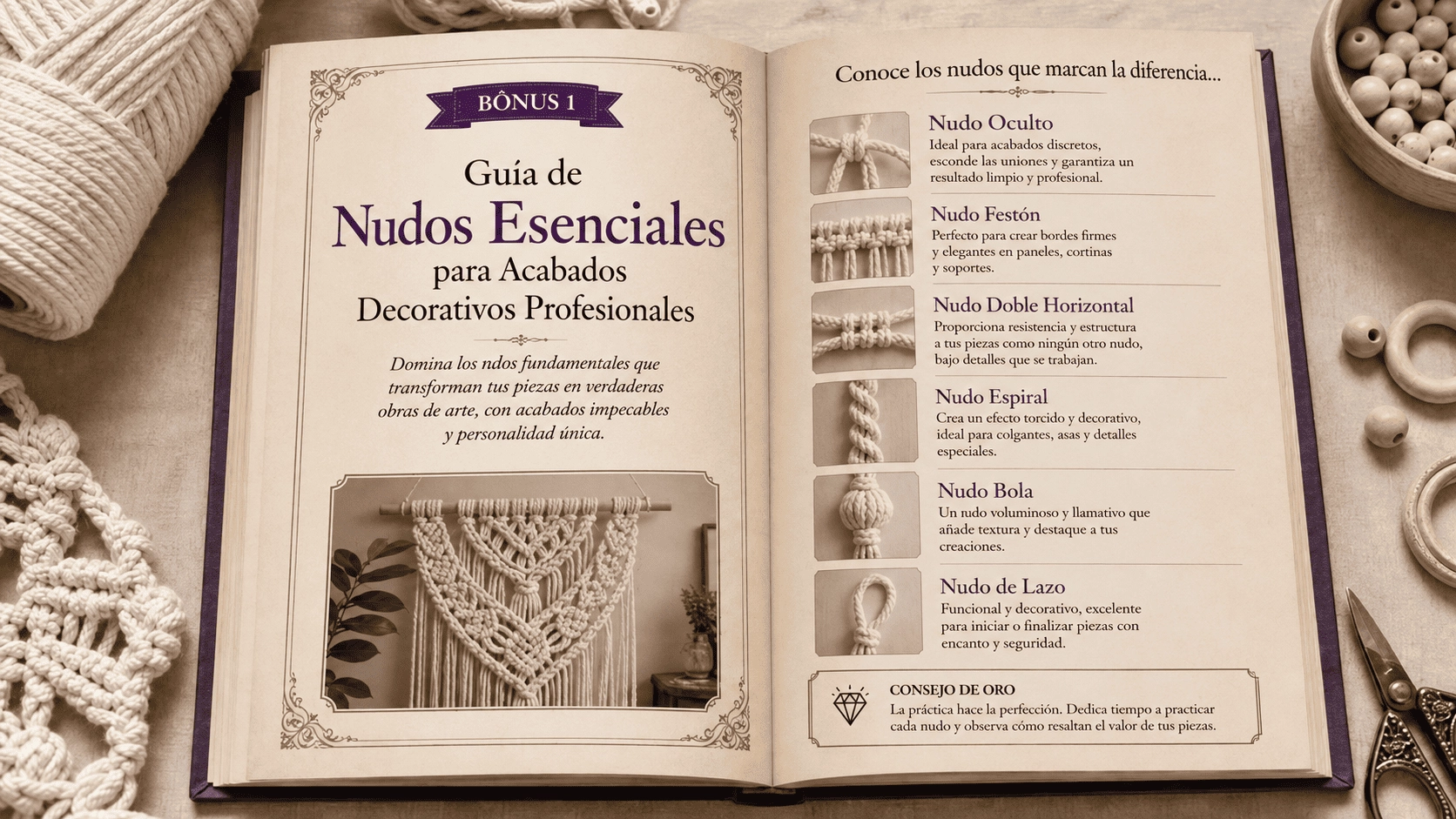Guía de Nudos Esenciales para Acabado Decorativo Profesional